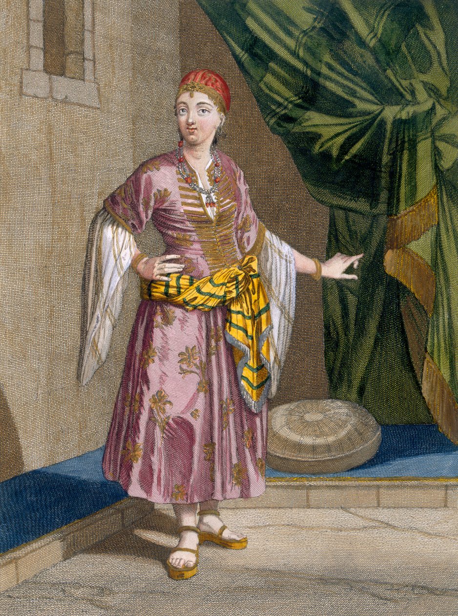 Afričanka, deska 97 ze „Sbírky jednoho sta tisků představujících různé národy Levanty“ od Charlese de Ferriola, vyryl Gerard Scotin (1671-1716), 1707-08 (kolor. od Jean Baptiste Vanmour