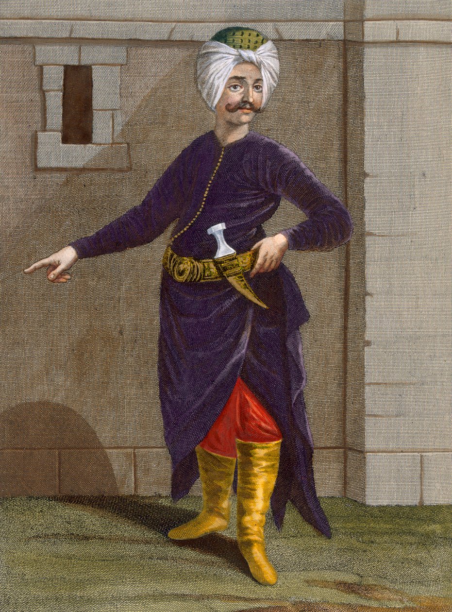 Chatir, deska 28 ze „Sbírka jednoho sta tisků představujících různé národy Levanty“ od Charlese de Ferriola, vyryl Gerard Scotin (1671-1716), 1707-08 od Jean Baptiste Vanmour
