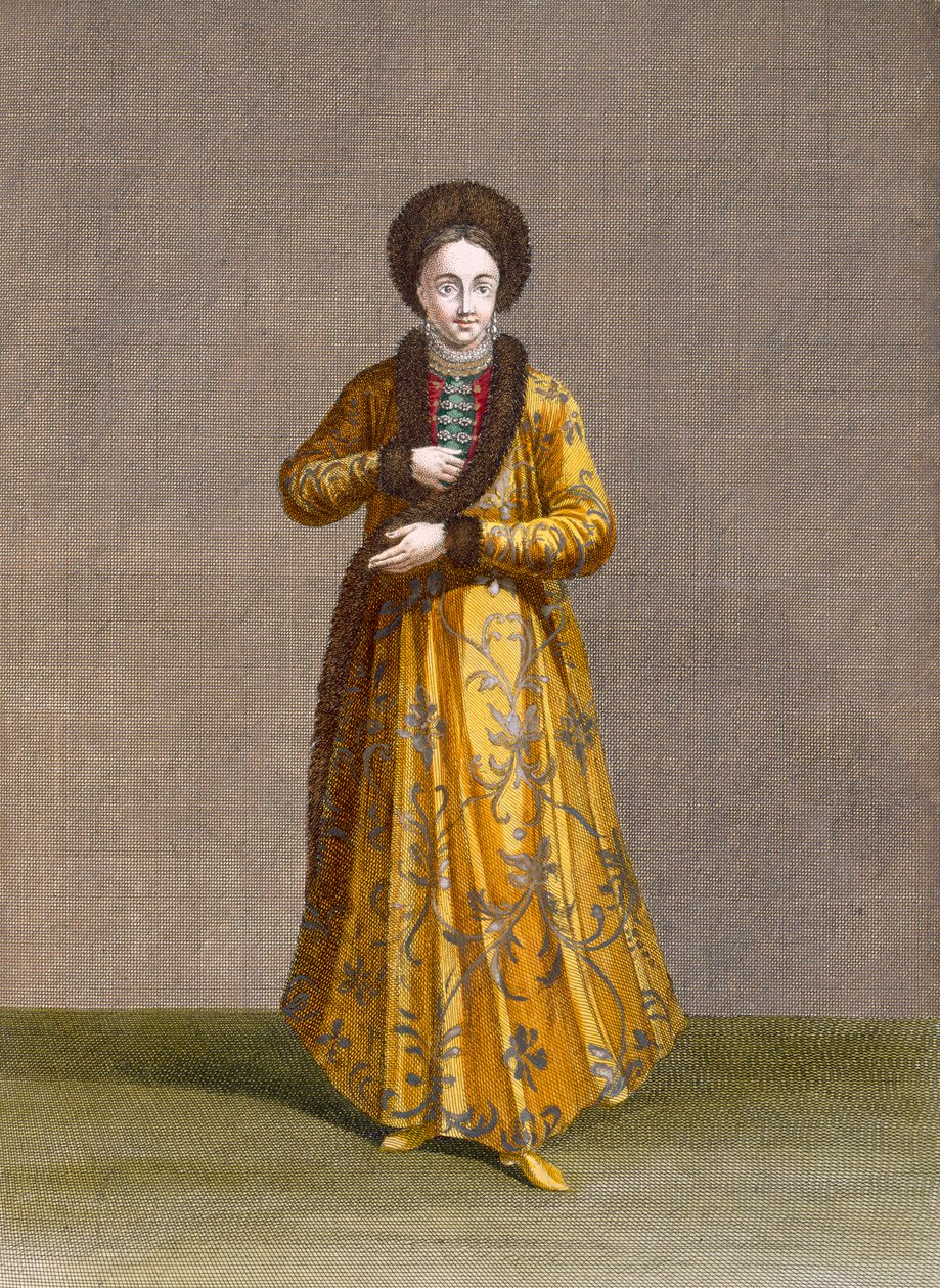 Princezna z Valašska, deska 79 ze „Sbírka jednoho sta tisků představujících různé národy Levanty“ od Charlese de Ferriola, vyryl Pierre Rochefort (asi 1673-1728), 1707-08 (kol. od Jean Baptiste Vanmour