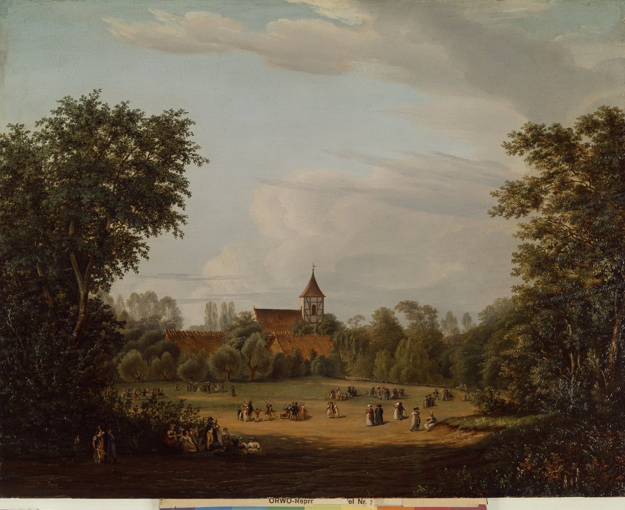 Pohled na vesnický kostel, Pankow, 1835 od Jean Bartheleney Pascal