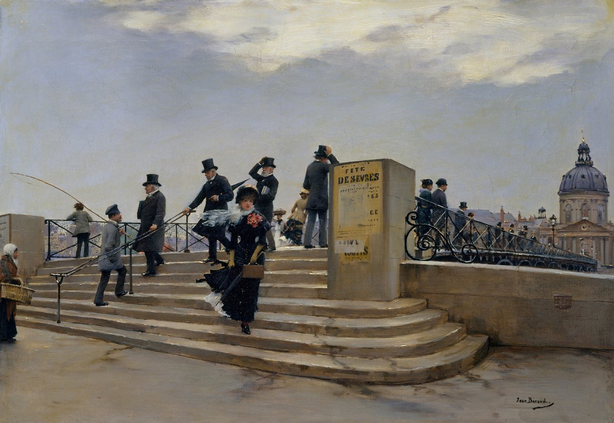 Větrný den na Pont des Arts od Jean Beraud