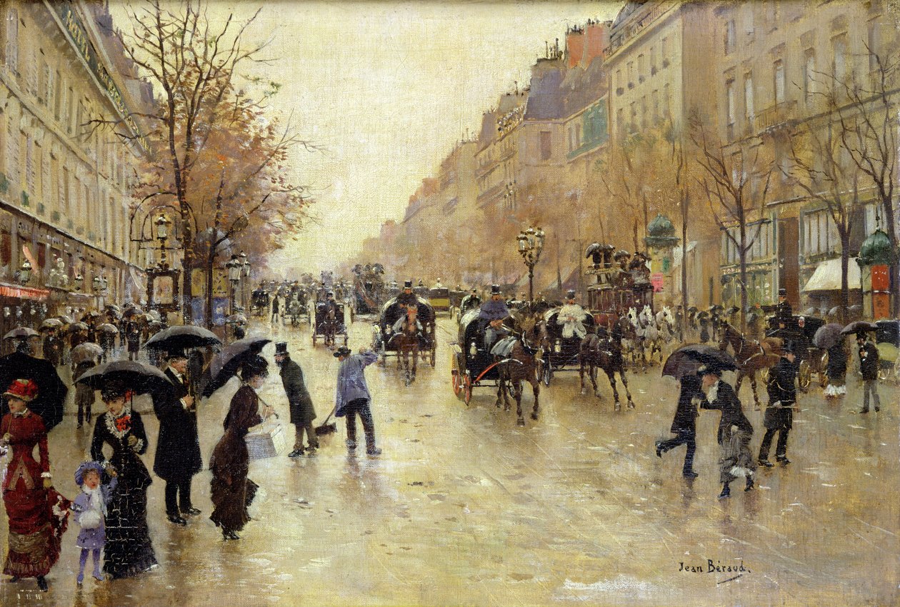 Boulevard Poissonniere in the Rain, c.1885 od Jean Beraud