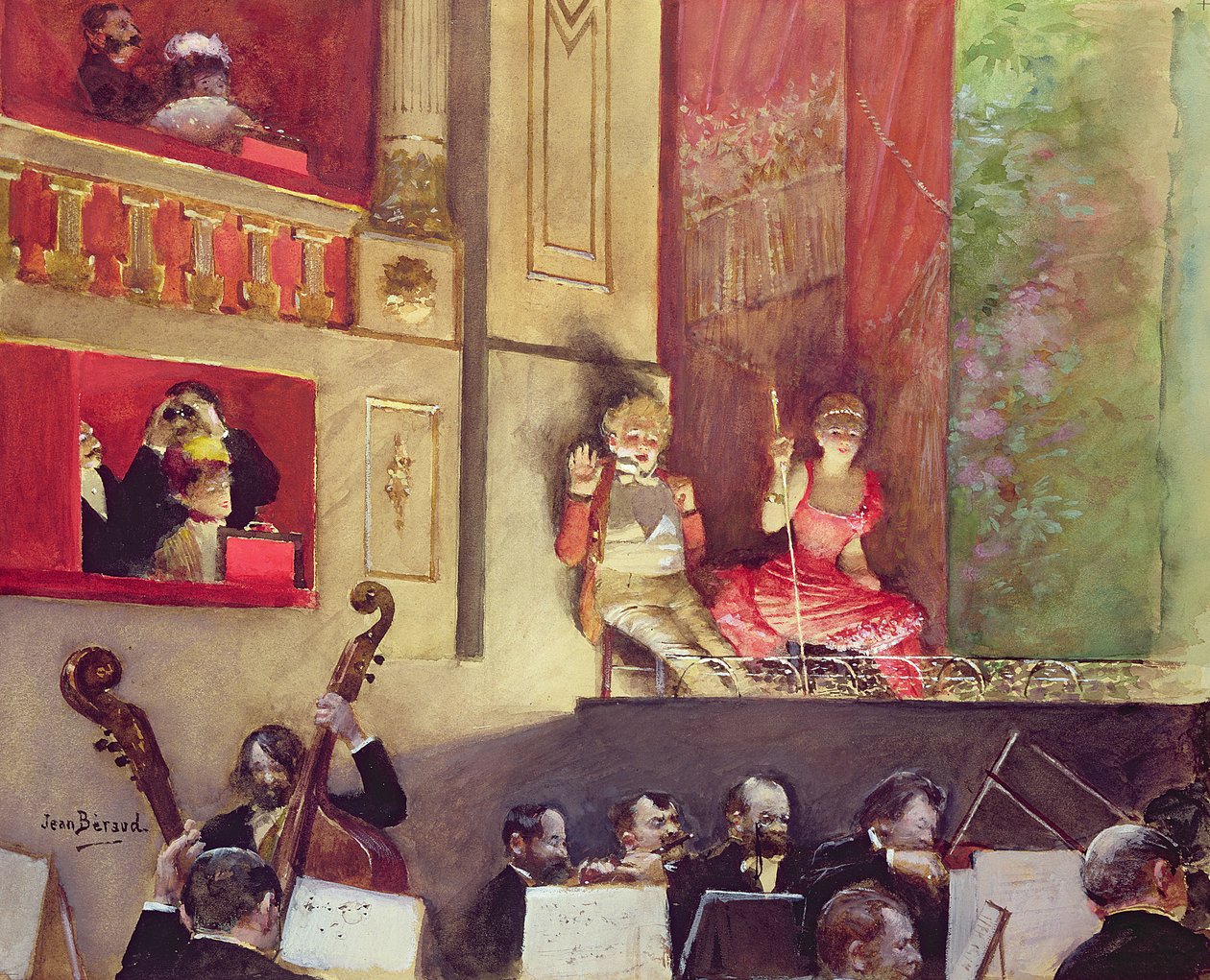 Kavárenský koncert (kvaš) od Jean Beraud