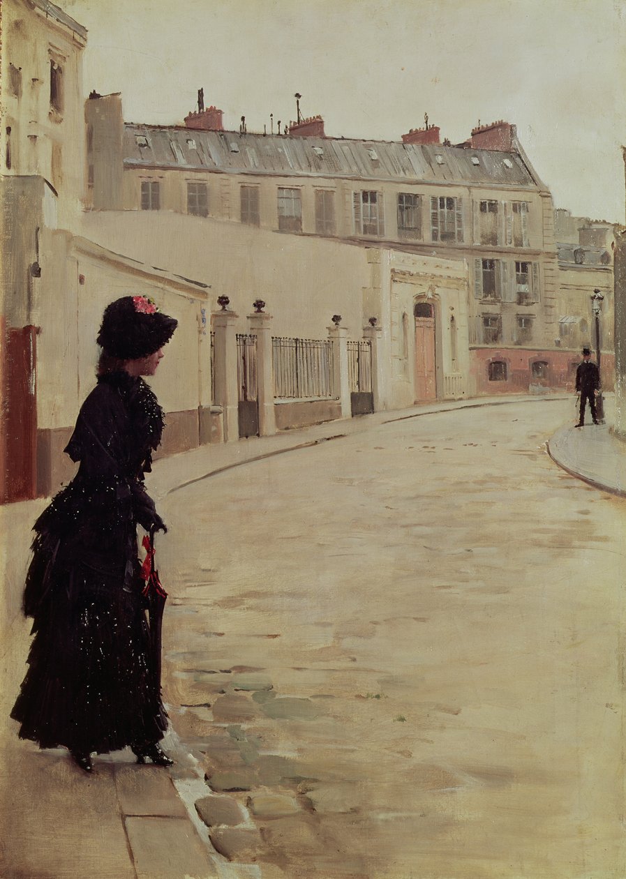 Waiting, Rue de Chateaubriand, Paříž od Jean Beraud