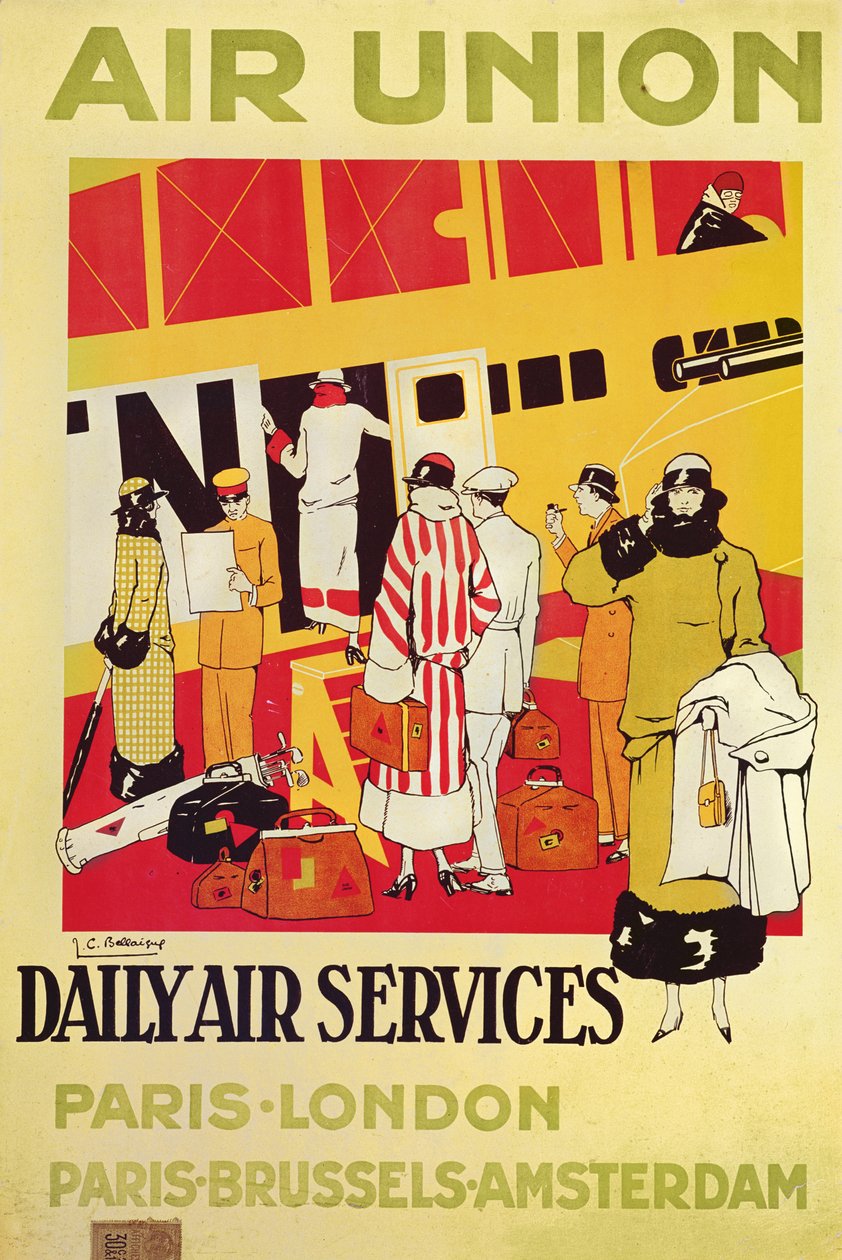 Plakátová reklama Air Union, kolem roku 1925 od Jean Camille Bellaigue