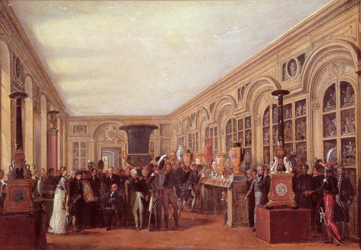 Alexandre Brongniart (1770-1847) Představení umělců z dílny Sevres Ludvíku XVIII (1755-1824) (olej na papíře) od Jean Charles Develly