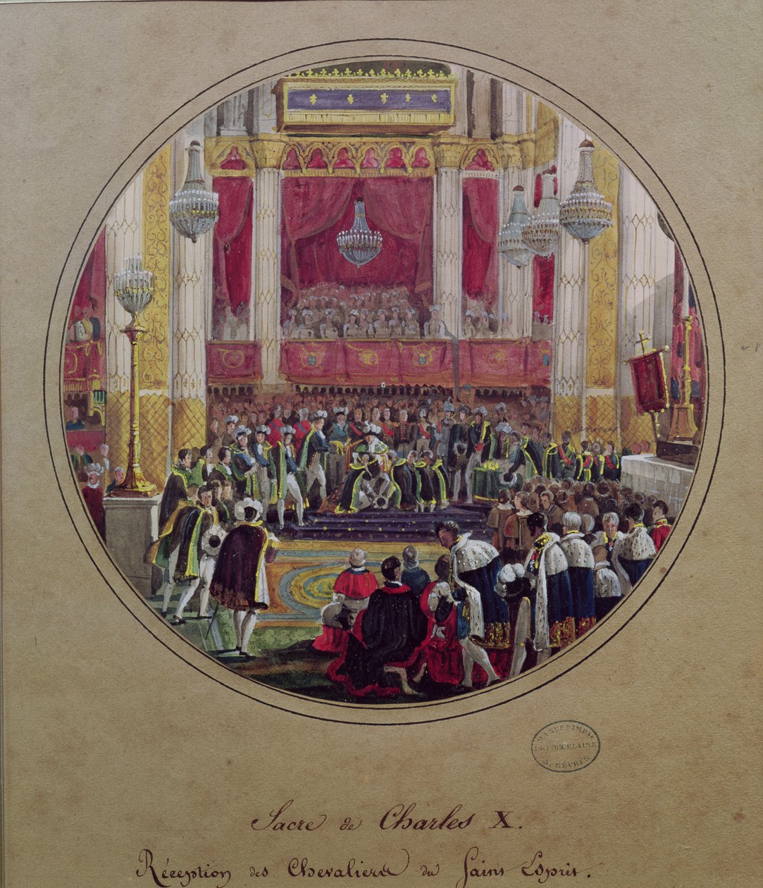Král Karel X. (1757-1836) přijímá rytíře svatého Esprita v katedrále v Remeši 30. května 1825 od Jean Charles Develly