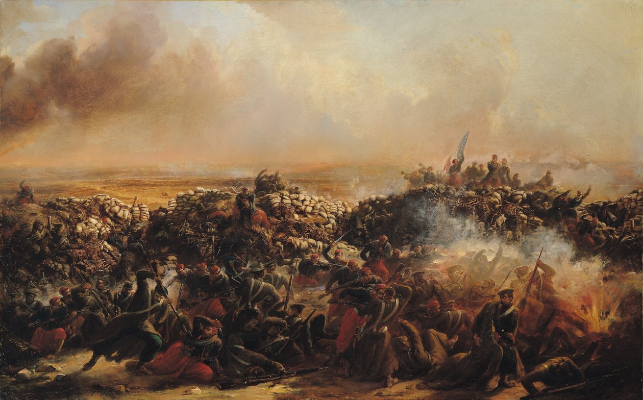 Bitva u Sevastopolu, centrální část triptychu, po roce 1855 (viz také 70336 a 70338) od Jean Charles Langlois