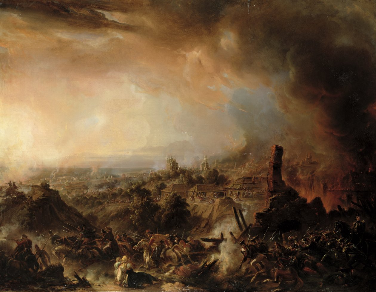Vypálení Moskvy v roce 1812, 1854 od Jean Charles Langlois