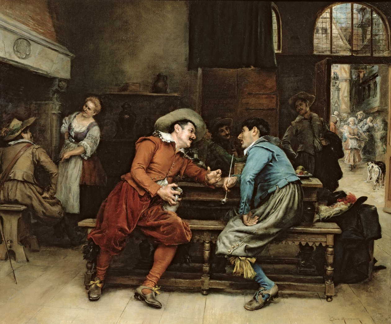 Dva muži mluví v hospodě od Jean Louis Ernest Meissonier