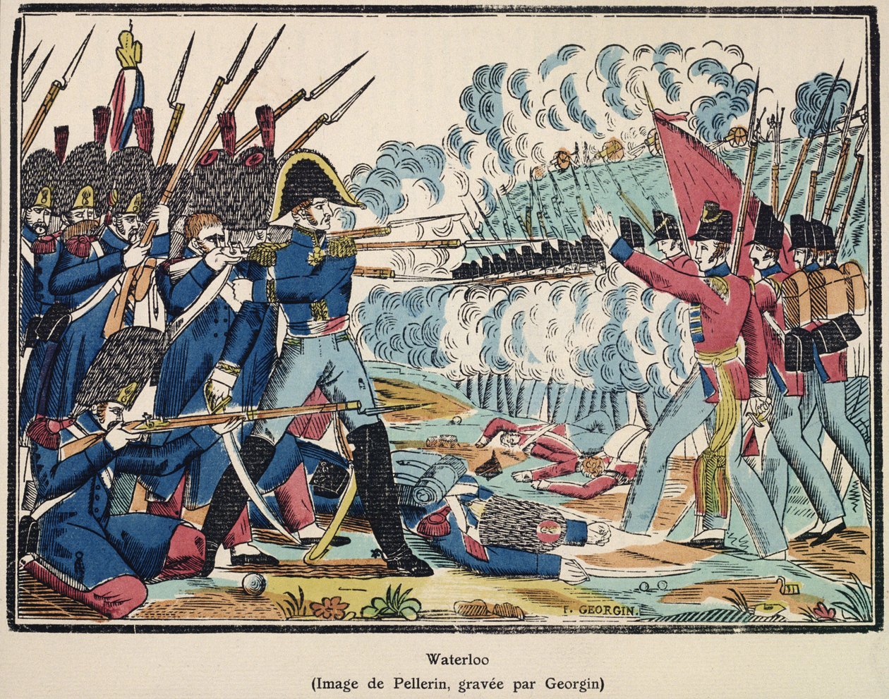Bitva u Waterloo, 1815 vyrytý Francoisem Georginem (1801-63) z 