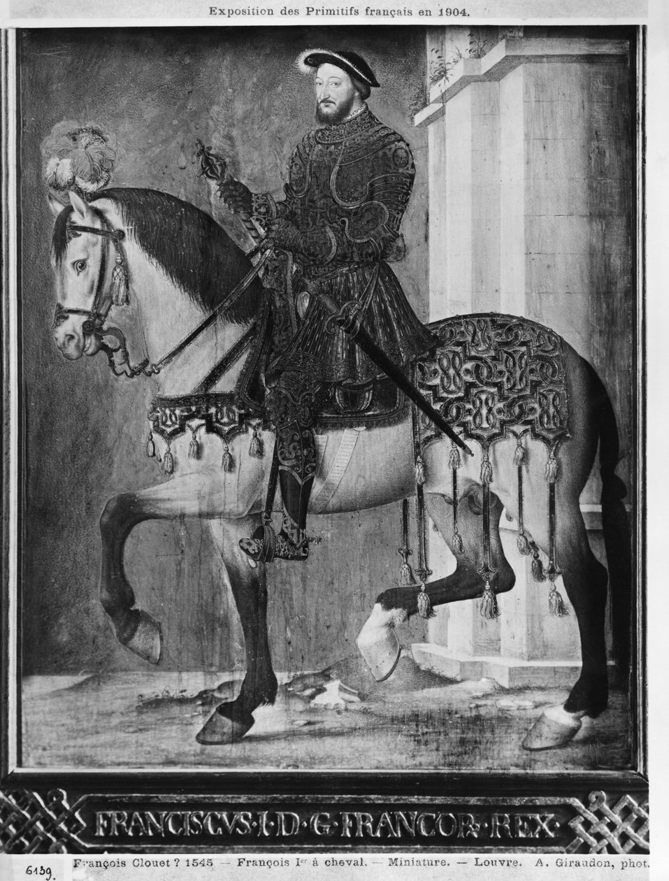 Jezdecký portrét francouzského krále Františka I. (wc on vellum) od Jean Clouet