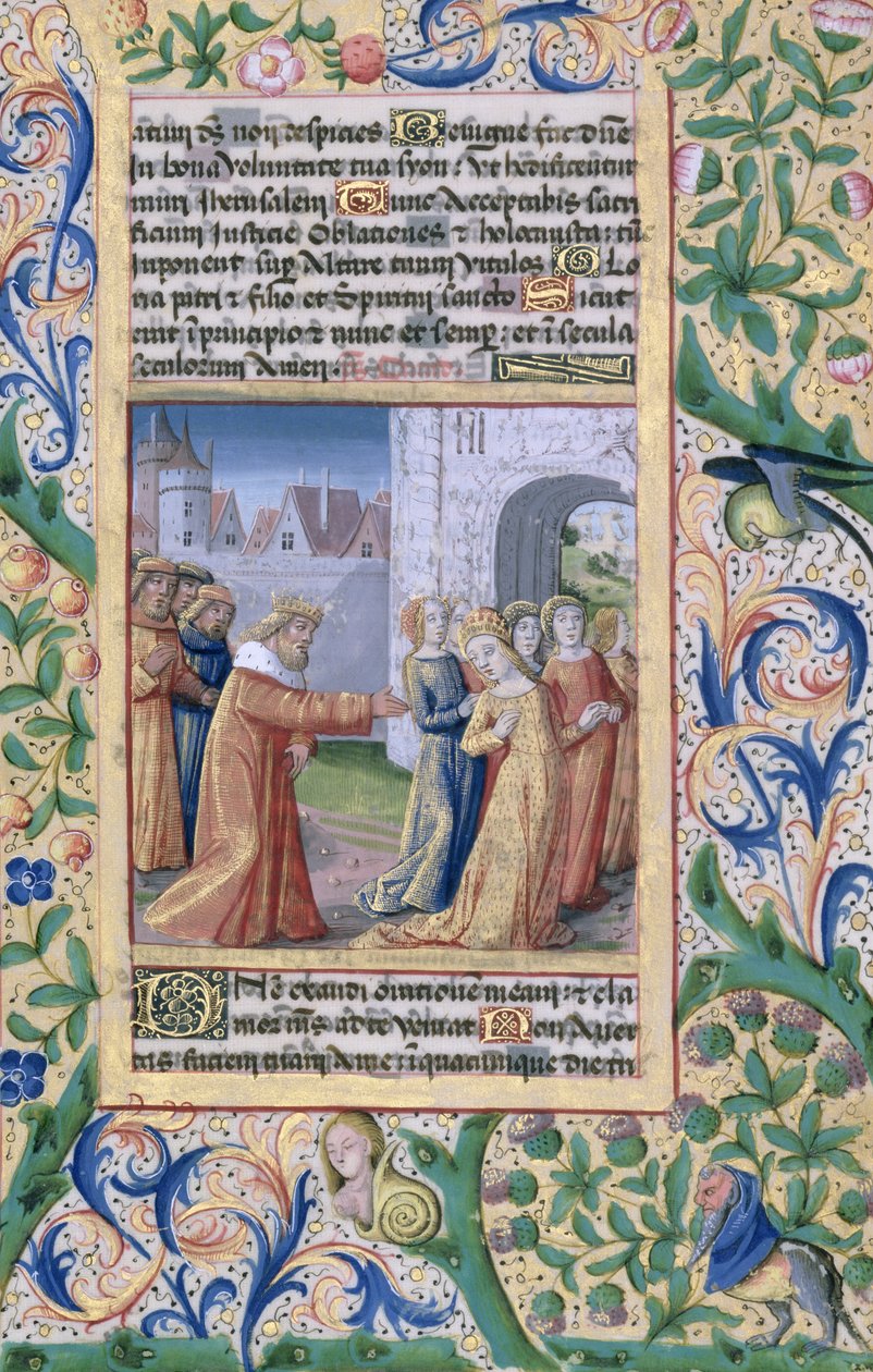 paní Lat. Q.v.I.126 f.57 Král David prahnoucí po Batšebě, z „Knihy hodin Ludvíka d