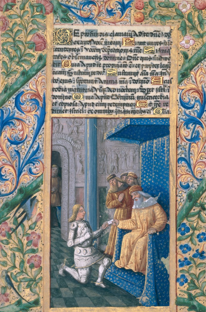 paní Lat. Q.v.I.126 f.58v David posílá Uriáše na smrt, z 