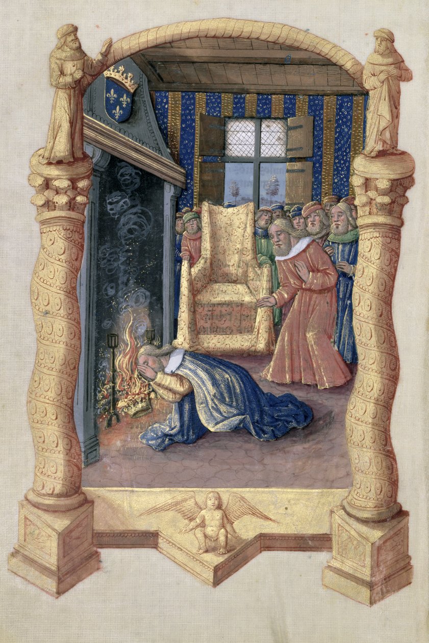 paní Lat. Q.v.I.126 f.66v David truchlící nad smrtí svého syna Absaloma, z „Knihy hodin Ludvíka d