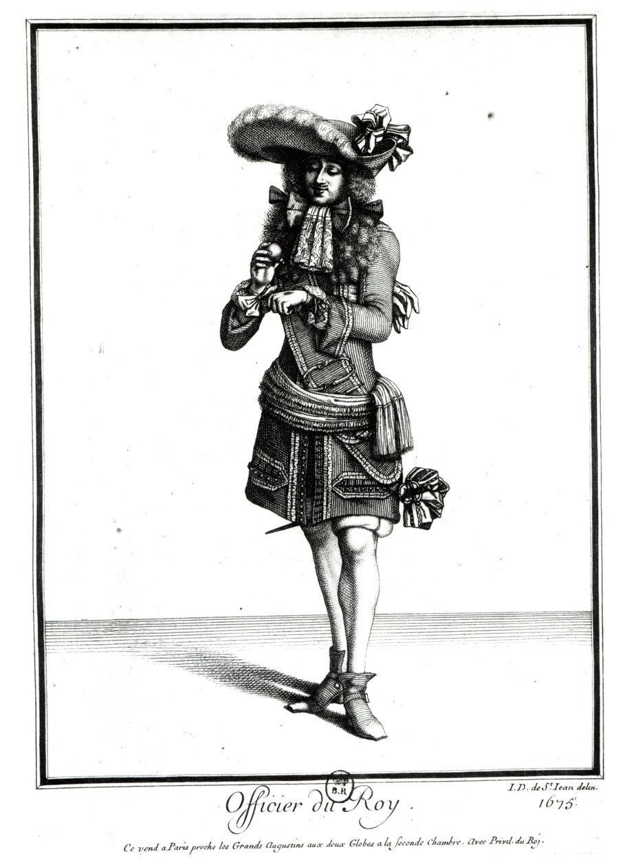 Královský důstojník, 1675 (čb tisk) od Jean Dieu de Saint Jean