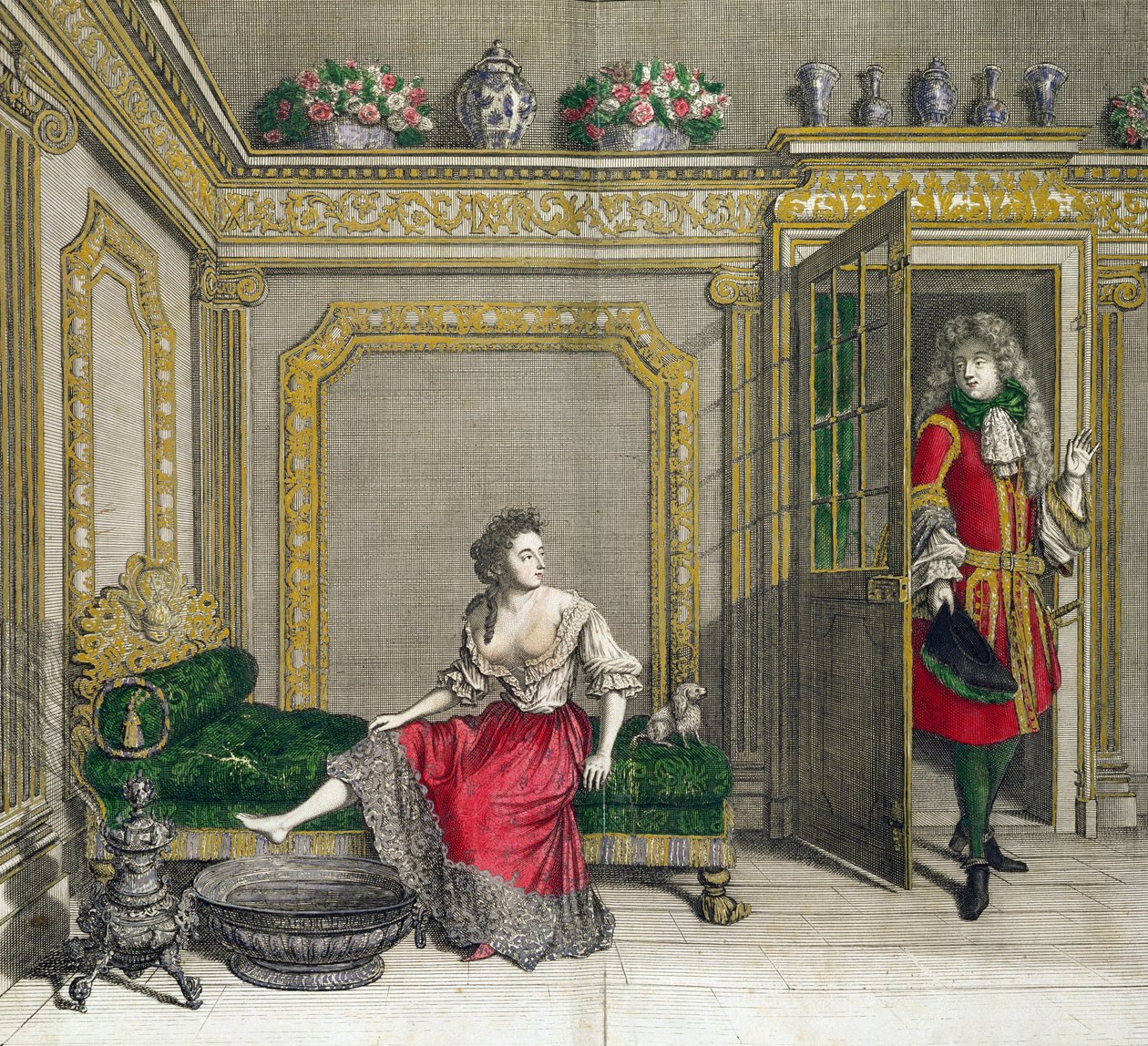 Dáma svlékající se do koupele, vydáno kolem 1688-90 od Jean Dieu de Saint Jean