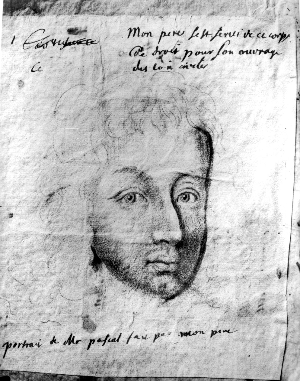 Portrét Blaise Pascala (1623-62) od jeho přítele (uhl na papíře) od Jean Donnat