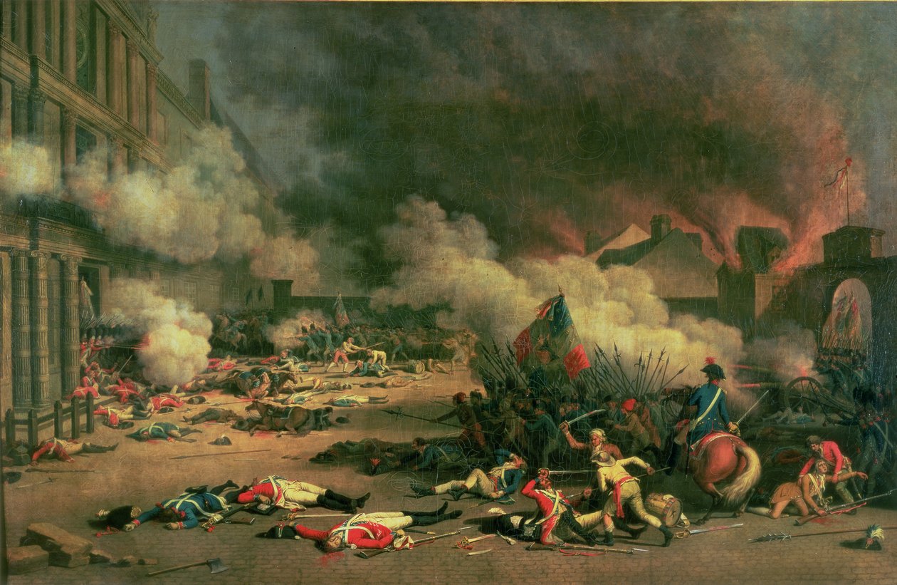 Dobytí Tuileries, dvůr Carrousel, 10. srpna 1792 od Jean Duplessi Bertaux
