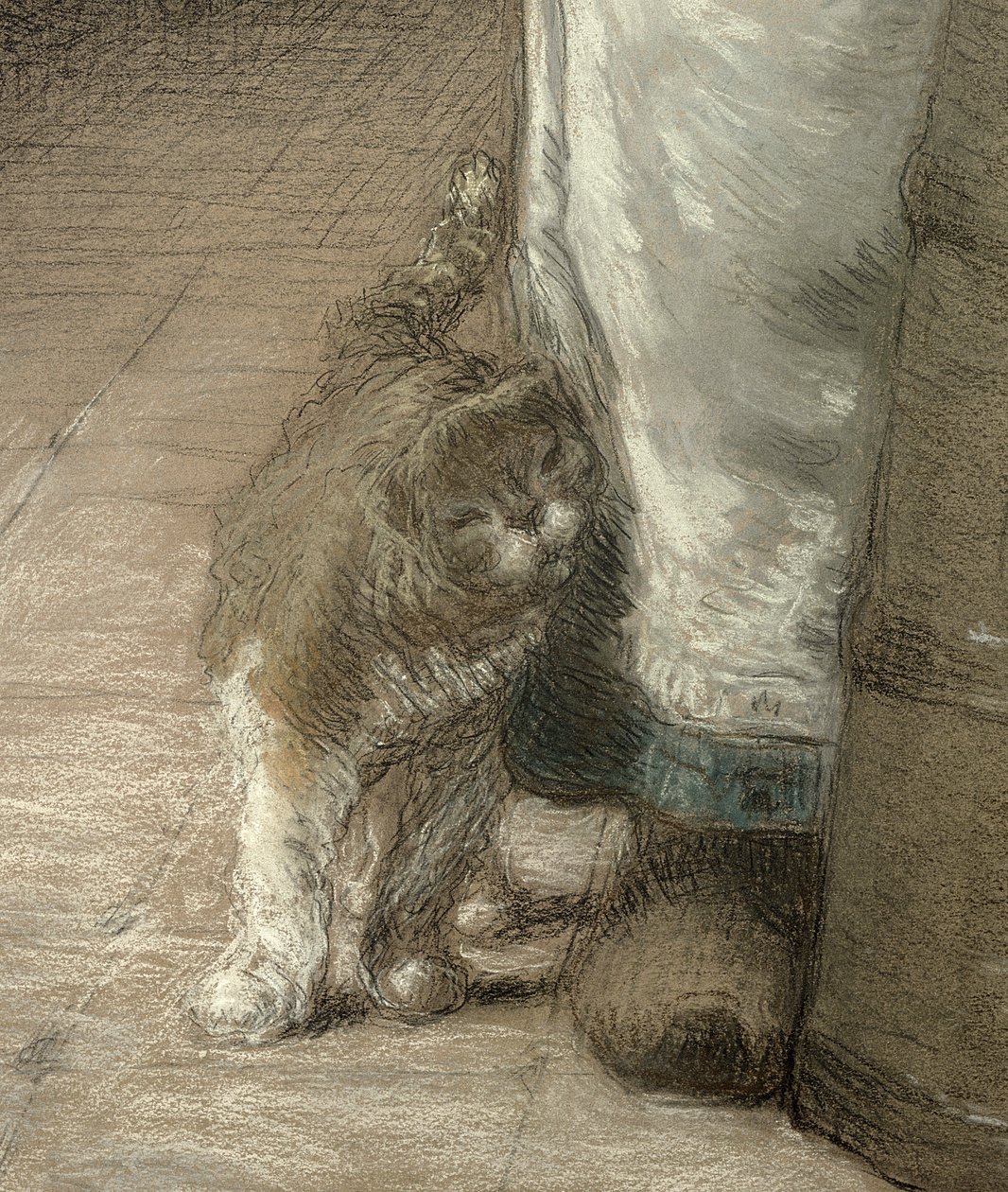 Míchání másla, 1866-68 (tužka a pastel na papíře) (detail 155306) od Jean Francois Millet