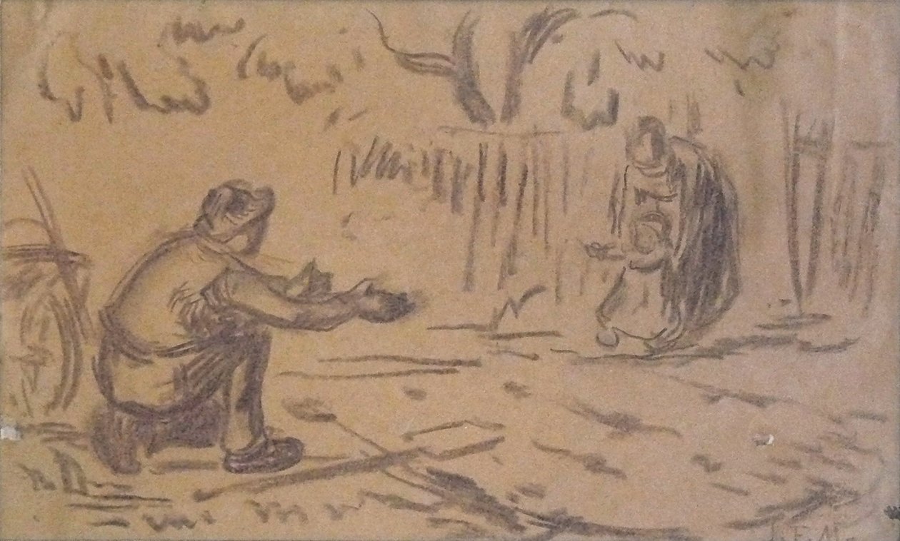 Přípravná studie na první kroky od Jean Francois Millet