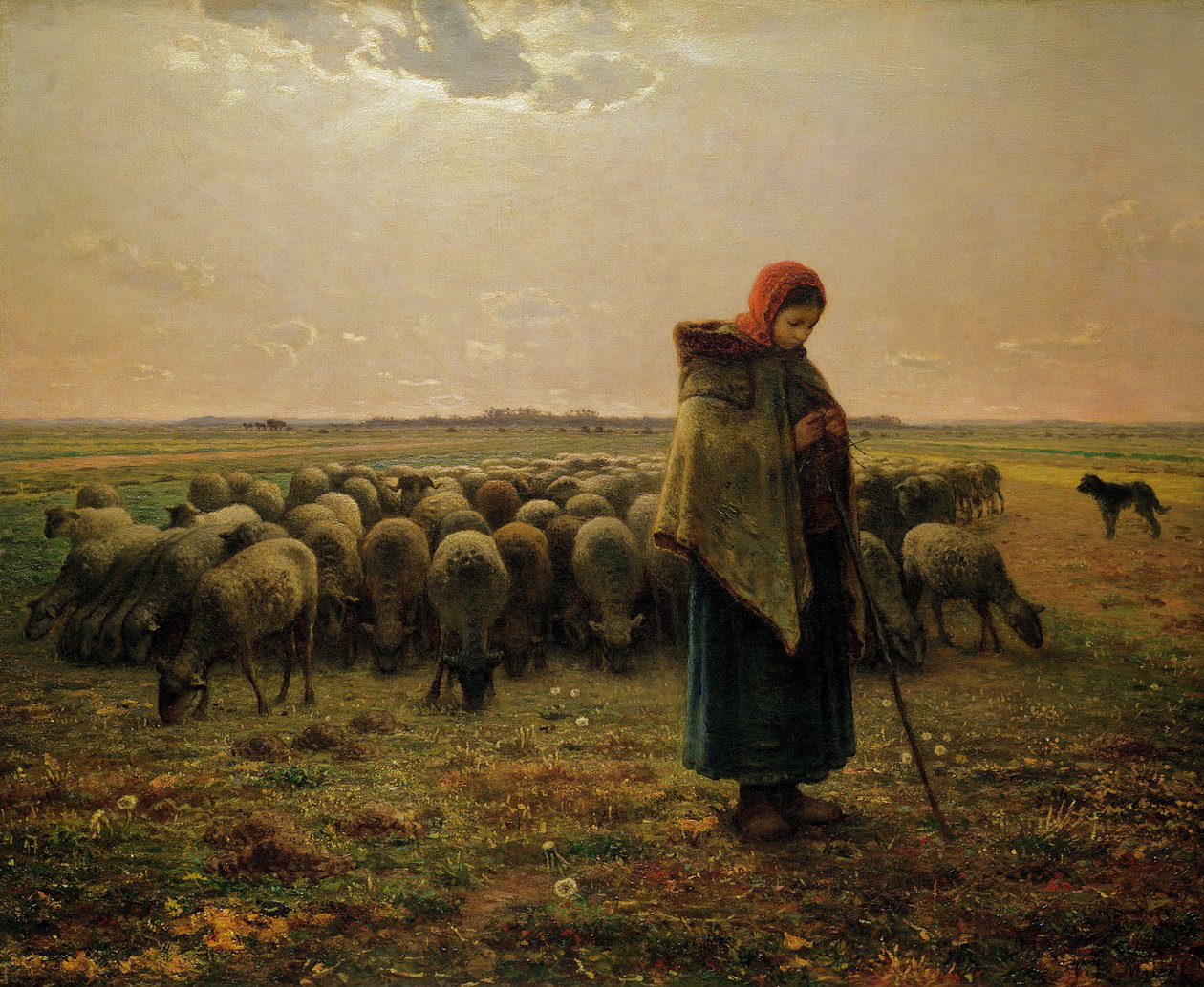 Pastýřka se svým stádem, 1863 od Jean Francois Millet