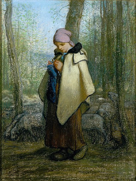 Pletení pastýřka od Jean Francois Millet
