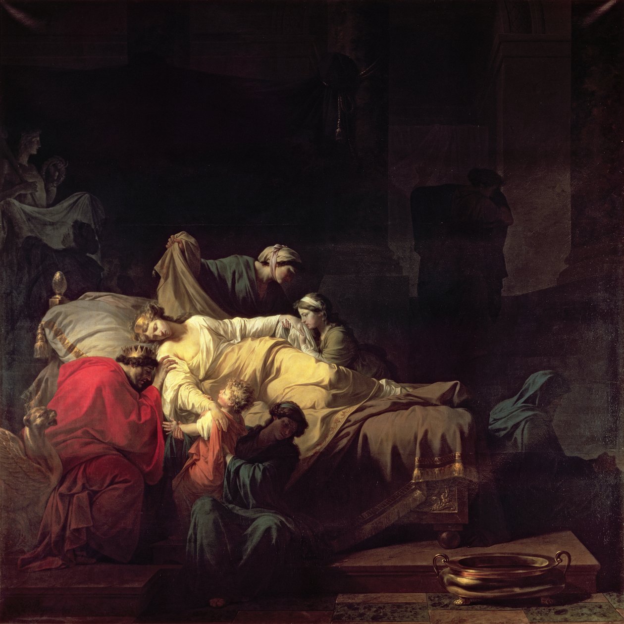 Alcestis se obětuje, aby zachránila svého manžela Adméta, krále Pherae, 1785 od Jean François Pierre Peyron