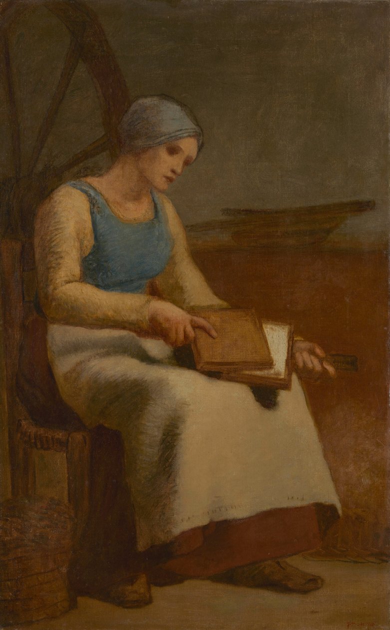Žena mykací vlna od Jean Francois Millet