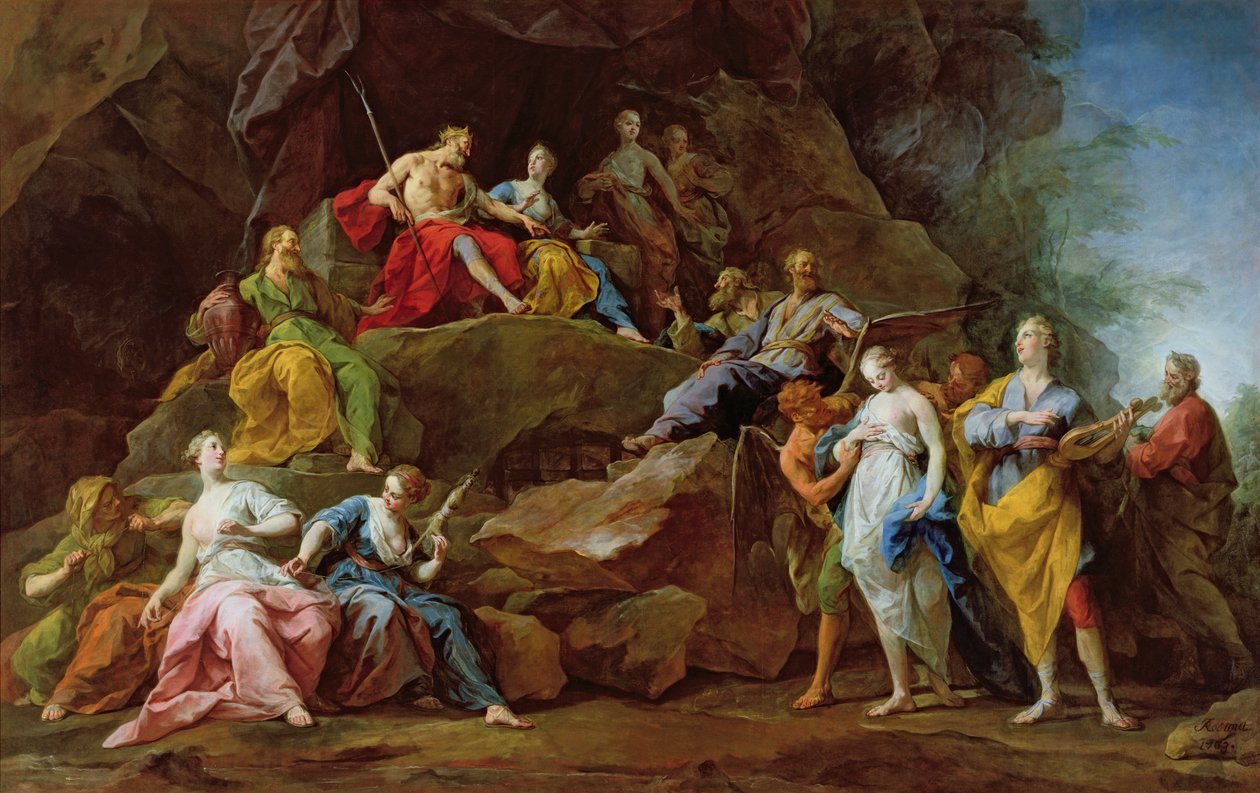 Orfeus v podsvětí získává zpět Eurydiku neboli hudbu, 1763 od Jean Bernard Restout