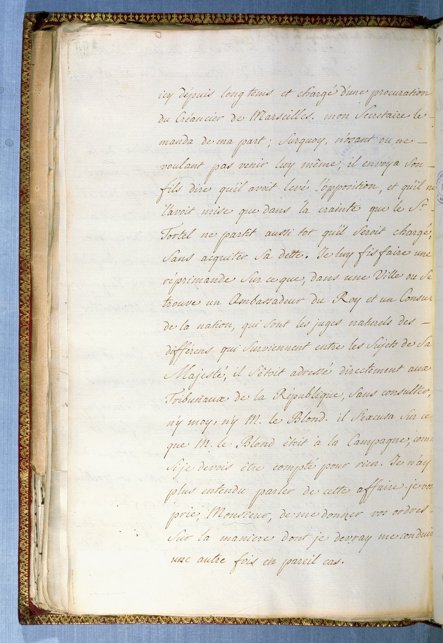 2. strana dopisu, který napsal Jean-Jacques Rousseau jako tajemník francouzského velvyslance v Benátkách, říjen 1743 od Jean Jacques Rousseau