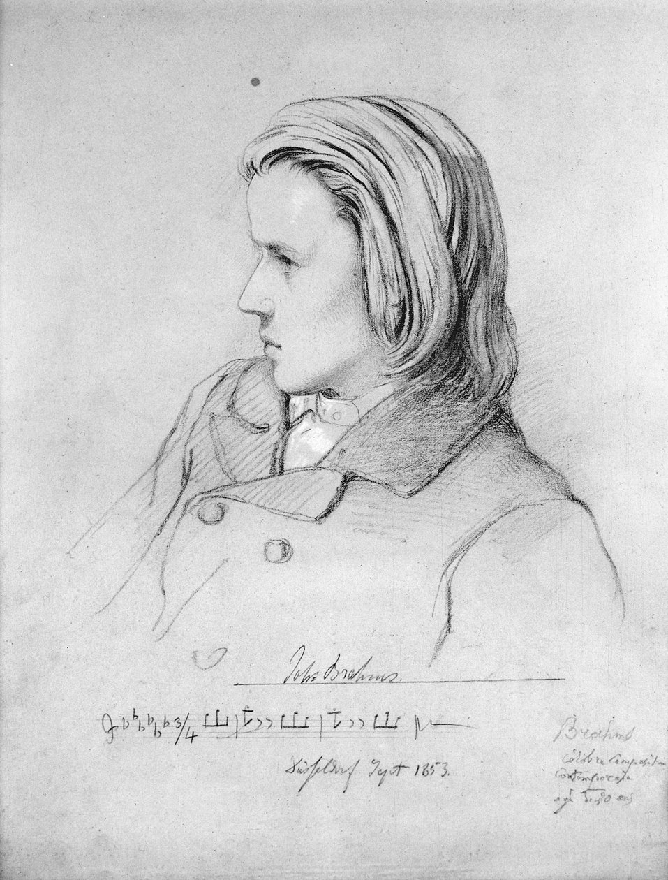 Johannes Brahms (1833-97), dvacetiletý, 1853 od Jean Joseph Bonaventure Laurens
