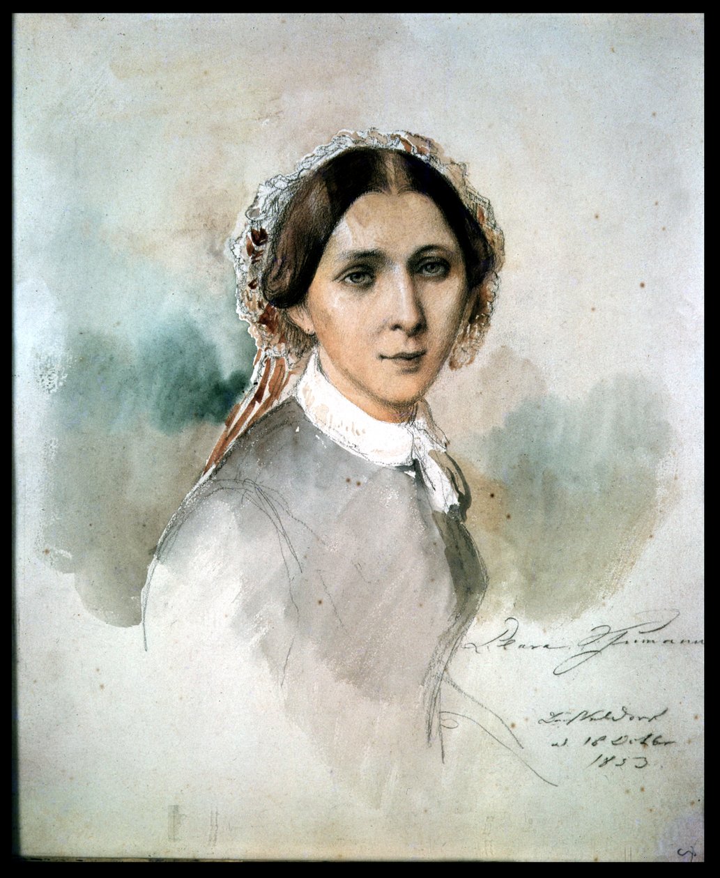 Portrét Clary Schumannové (1819-96) 1853 od Jean Joseph Bonaventure Laurens