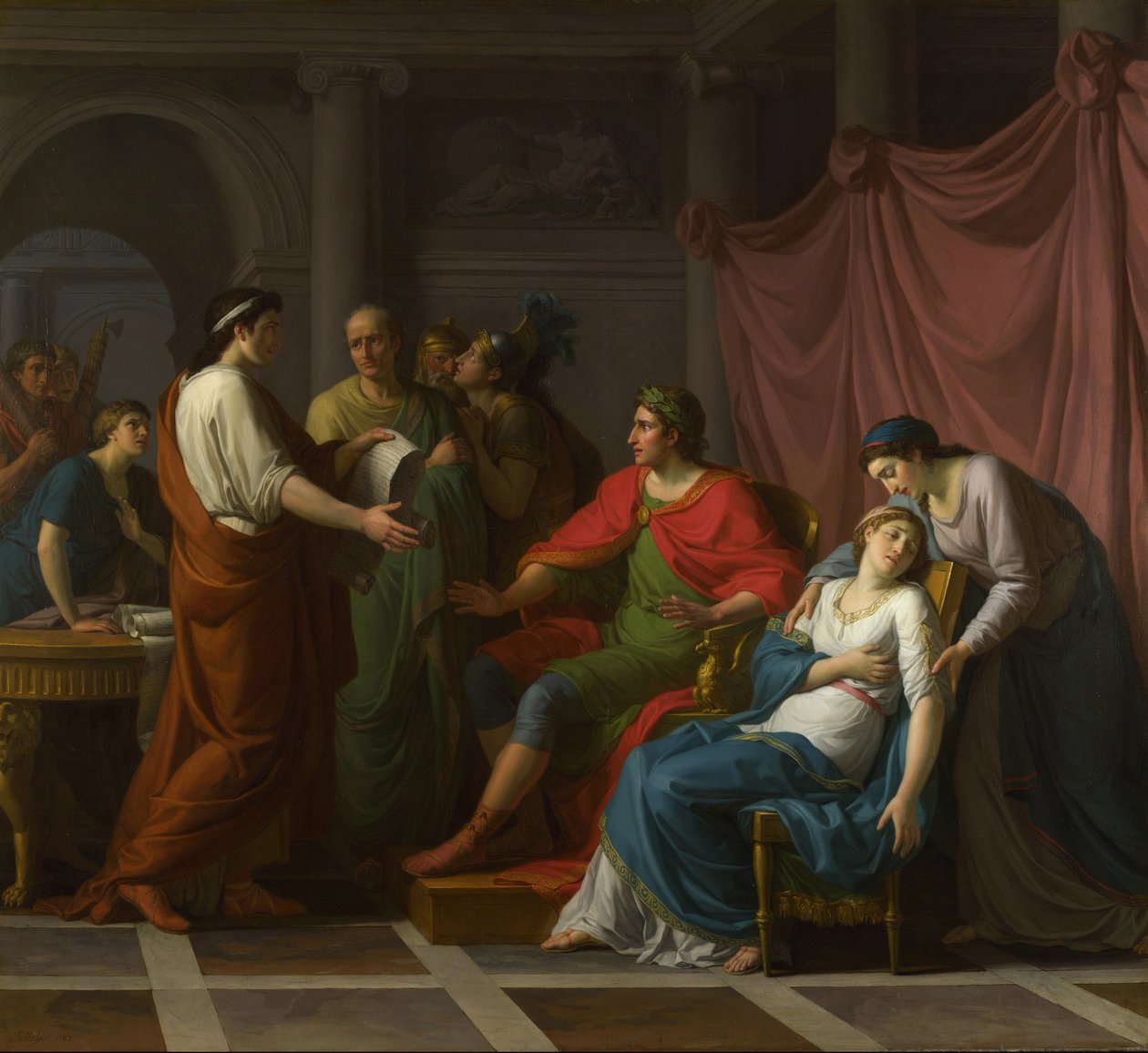 Virgil čte Aeneid Augustovi a Octavii od Jean Joseph Taillasson