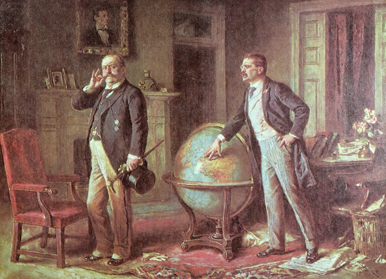 Prezident Theodore Roosevelt ze Spojených států amerických a německý císař Wilhelm II., ve sporu o německou blokádu Venezuely, 1902 od Jean Leon Gerome Ferris
