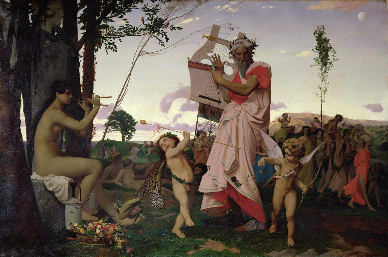 Anacreon, Bacchus a Afrodita, 1848 od Jean Leon Gerome