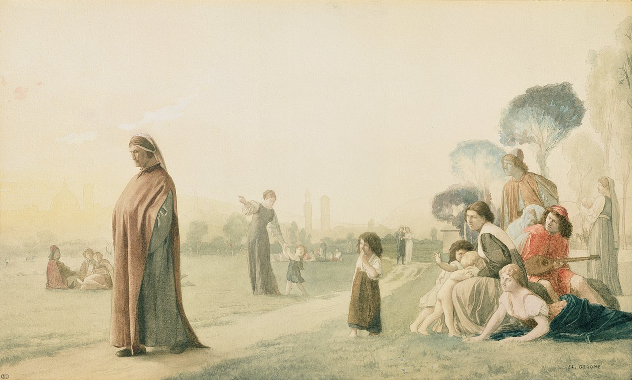 Dante (1265-1321) Meditující v Cascine Garden ve Florencii od Jean Leon Gerome