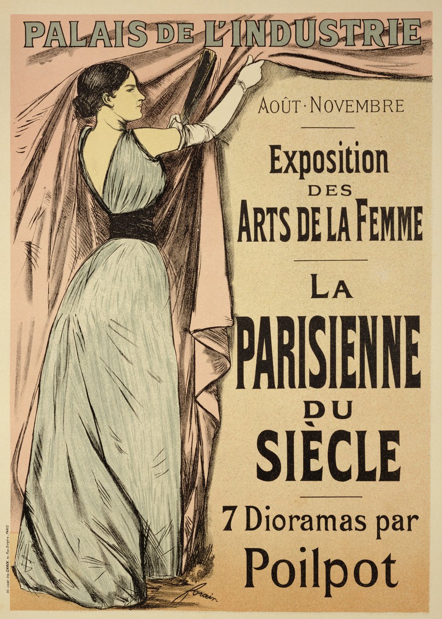 Reprodukce reklamního plakátu „La Parisienne du Siecle“ na výstavu sedmi dioramat od Poilpota na Exposition des Arts de la Femme, Palais de l