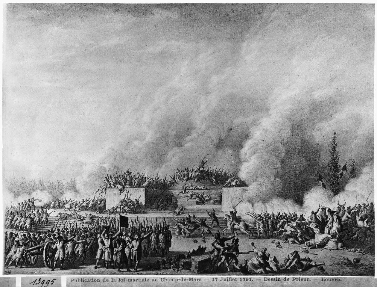 Vyhlášení stanného práva na Champs-de-Mars, Paříž, 17. července 1791 od Jean Louis the Younger Prieur