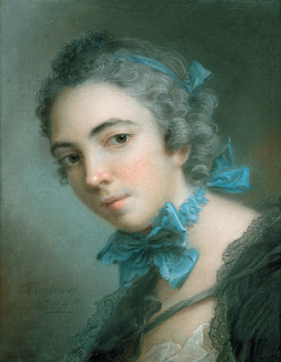 Mladá dívka, 1744 (pastel na papíře) od Jean Marc Nattier