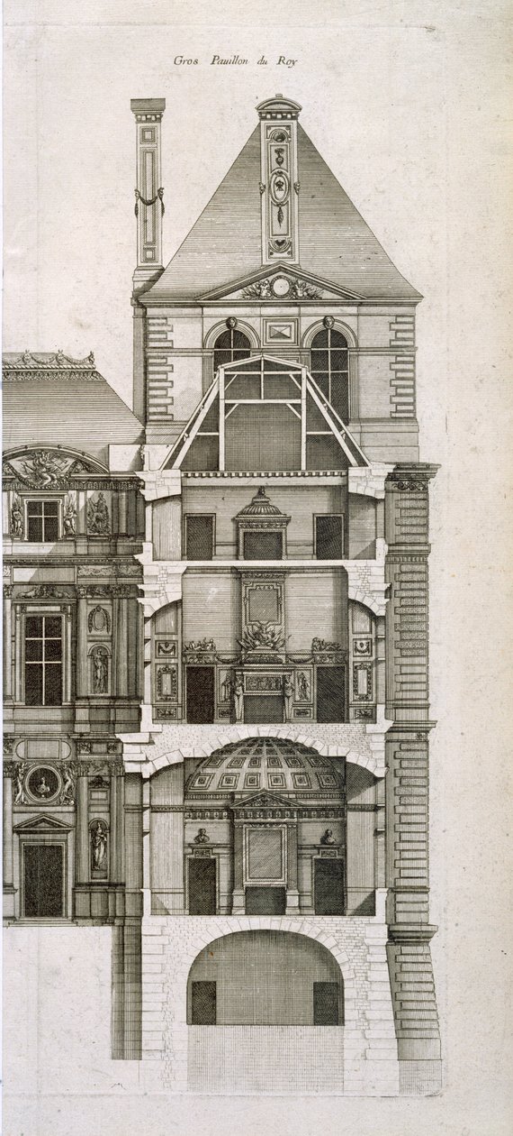 Královský pavilon v Louvru, z „L