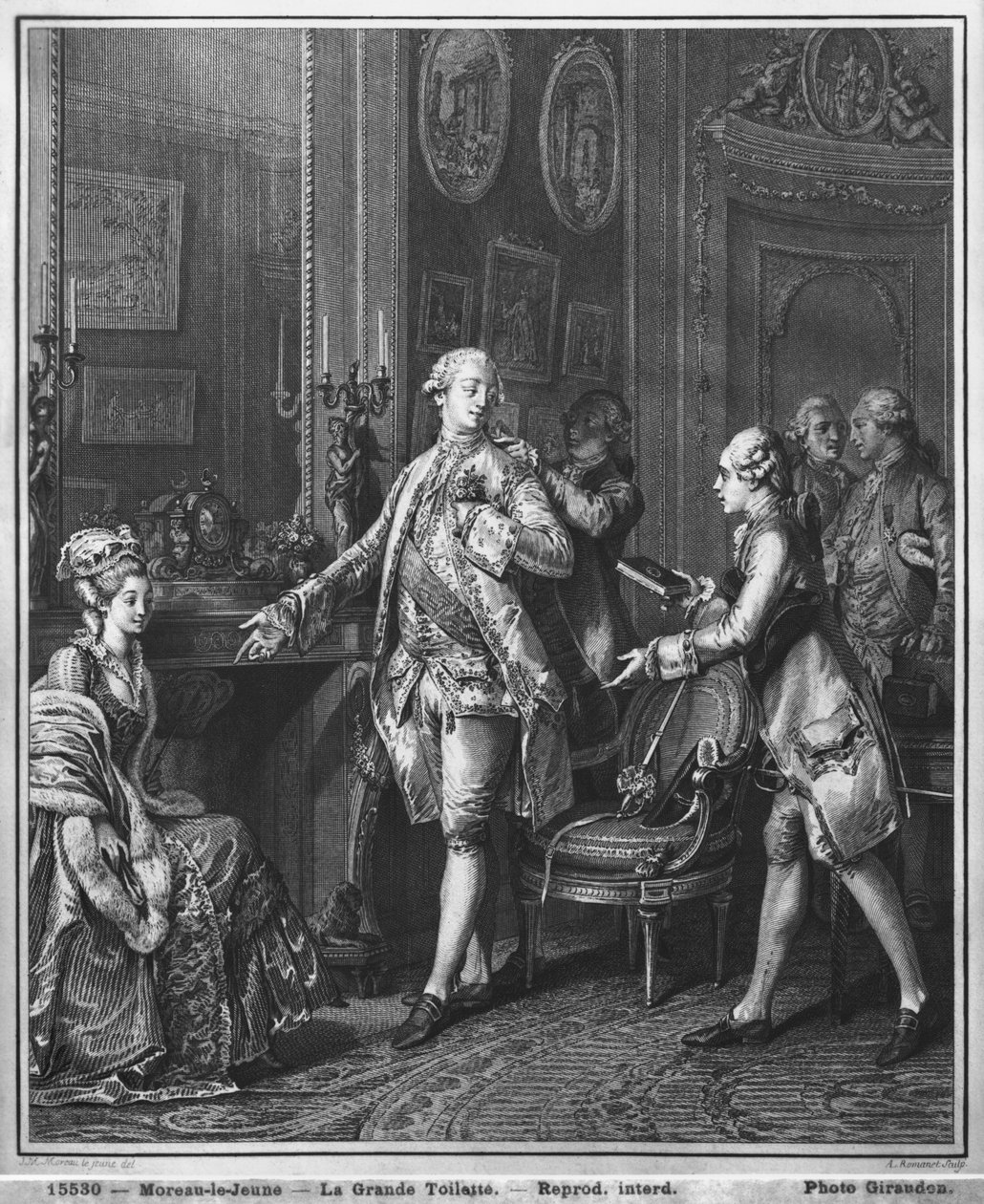 The Great Toilette, vyryl Antoine Louis Romanet (1743-po 1809) kolem roku 1777 od Jean Michel the Younger Moreau