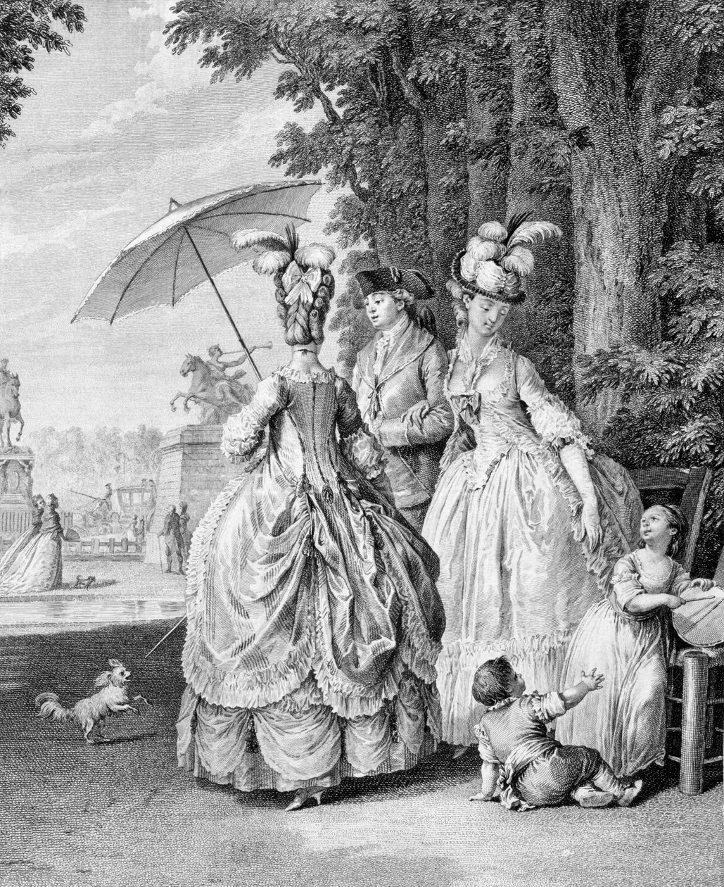 Rendezvous at Marly, vyrytý Carl Guttenberg (1743-1790) od Jean Michel the Younger Moreau