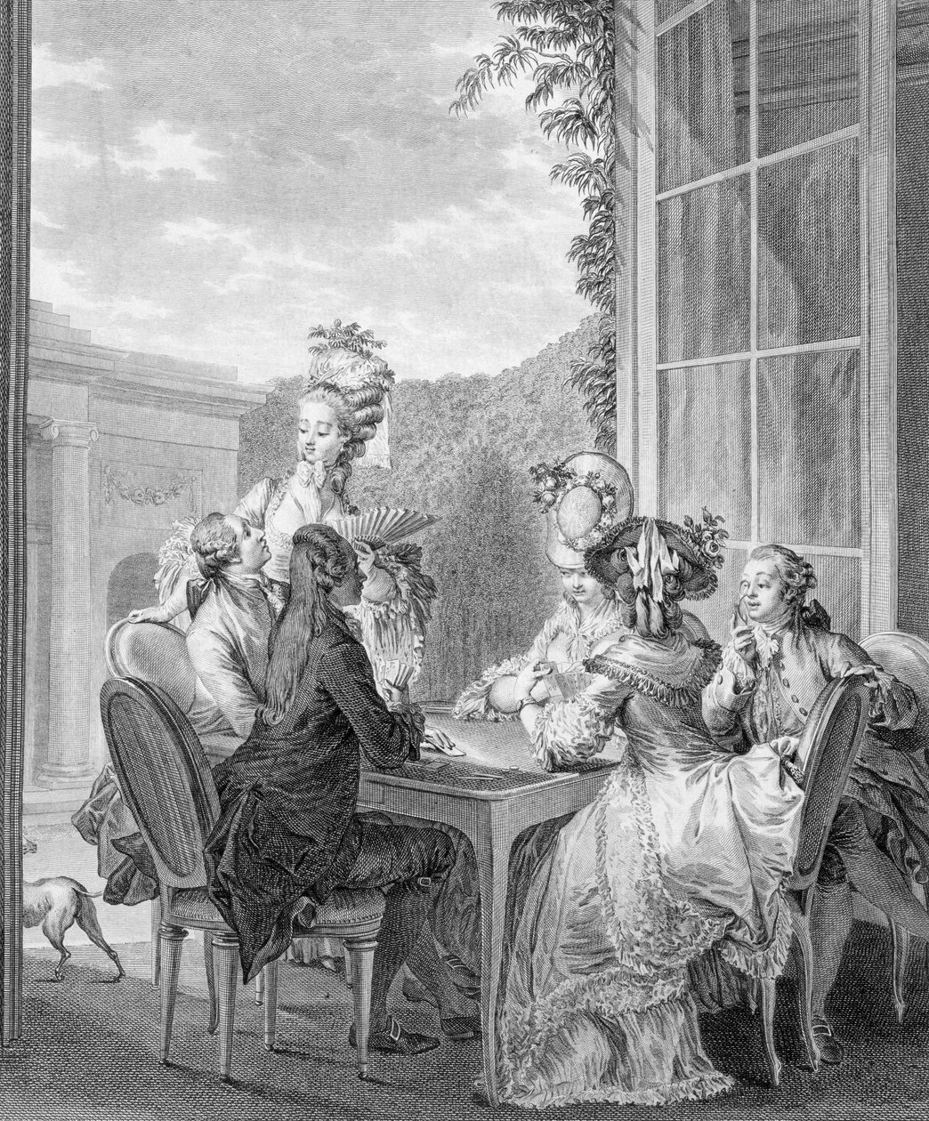 Whist Party, 1783, vyryl Jean Dambrun (1741-c.1808) od Jean Michel the Younger Moreau