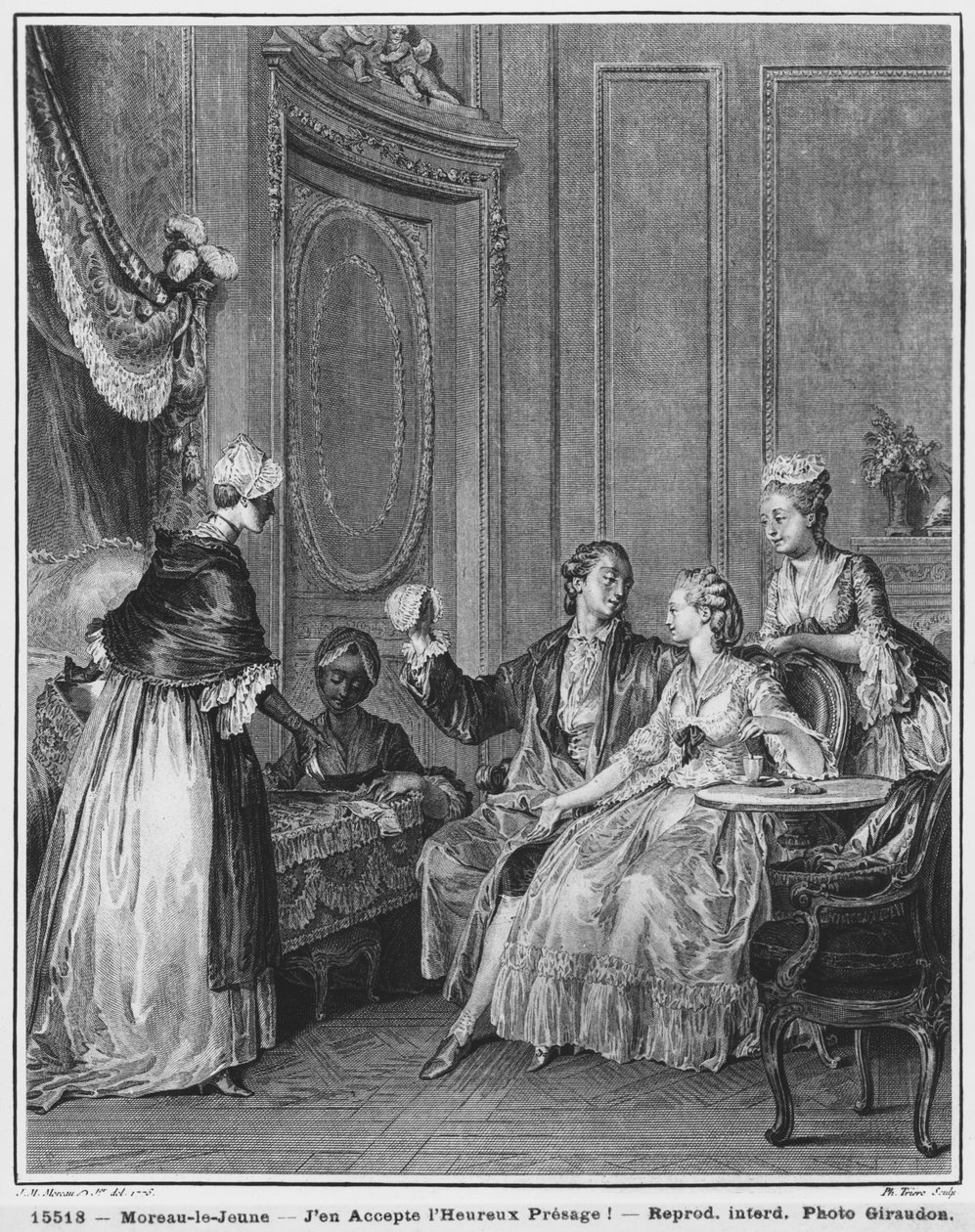 Dobré znamení, vyryté Philippe Triere (1759-1815) 1776 od Jean Michel the Younger Moreau