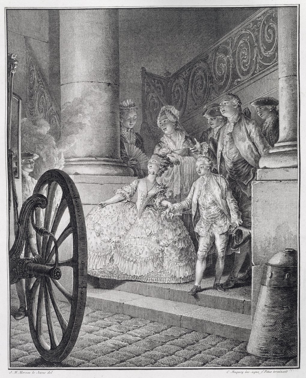 Výlet do opery, vyryl P.C. Baquoy (1759-1829) a C. E. Patas (1744-1802) od Jean Michel the Younger Moreau