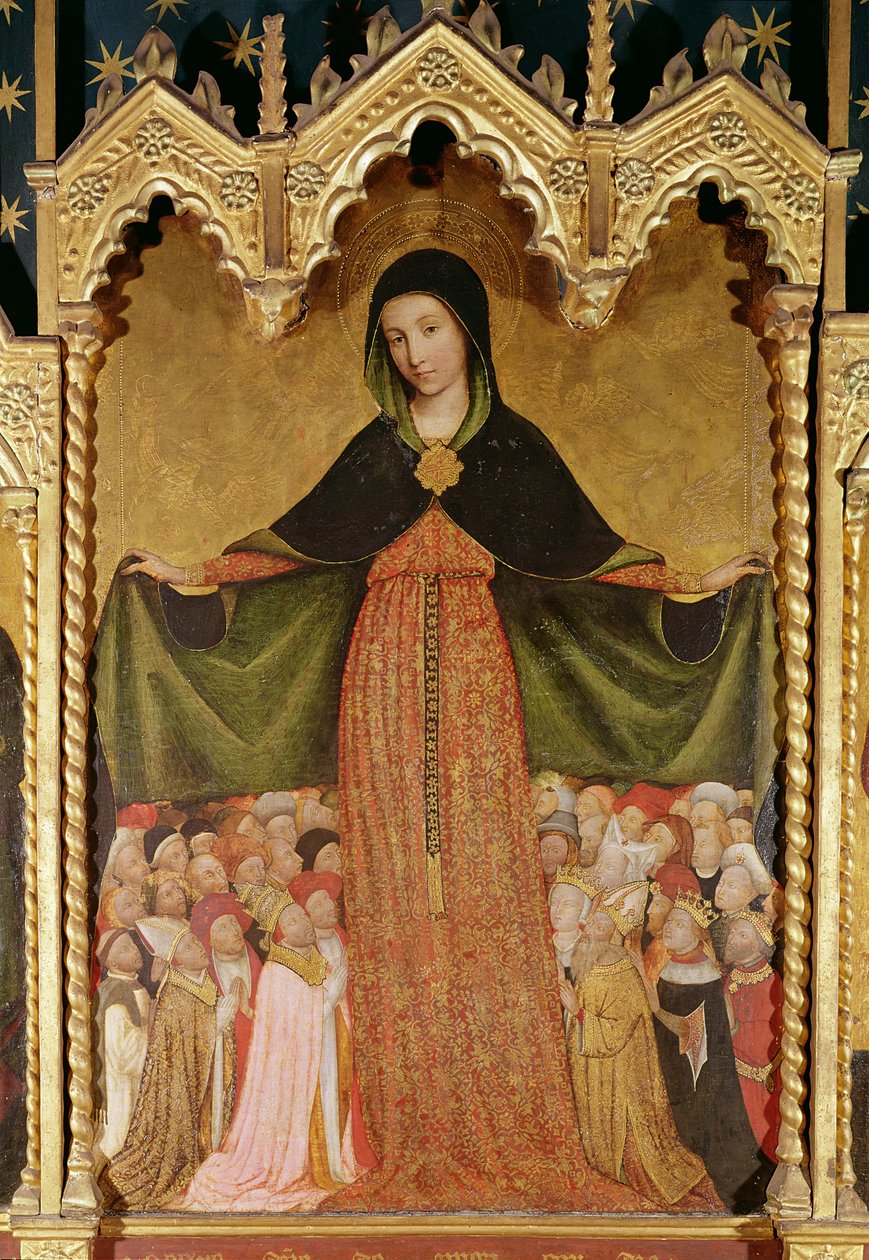 Virgin of Mercy, detail centrálního panelu, cca 1429 (tempera na panelu) od Jean Mirailhet