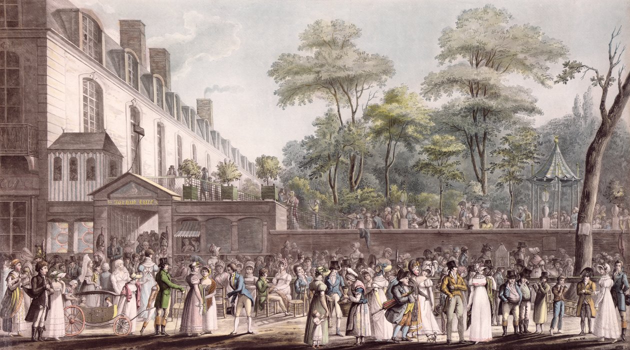 Promenáda v Turecké zahradě, Boulevard du Temple, 1810 od Jean Pierre Marie Jazet