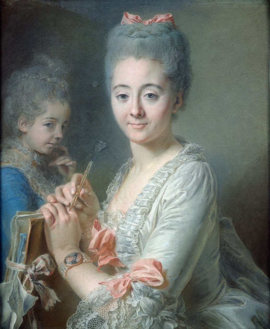 Madame Theodore Lacroix kreslí portrét své dcery Suzanne Felicite (pastel na papíře) od Jean Valade