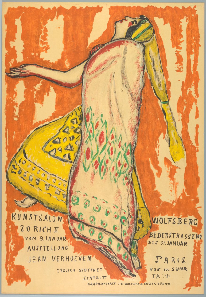 Plakát, výstava Jean Verhoeven, Kunst Salon Wolfburg, ca. 1915 od Jean Verhoeven